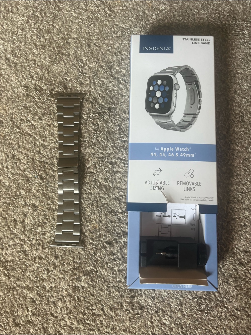 Insignia Stainless Steel Link Band for Apple Watch - Silver